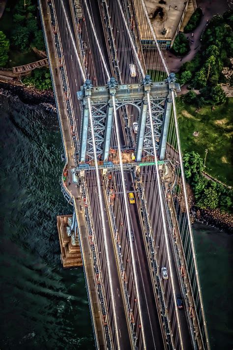 Manhattan Bridge Aerial V4 Photograph by Michelle Saraswati - Pixels