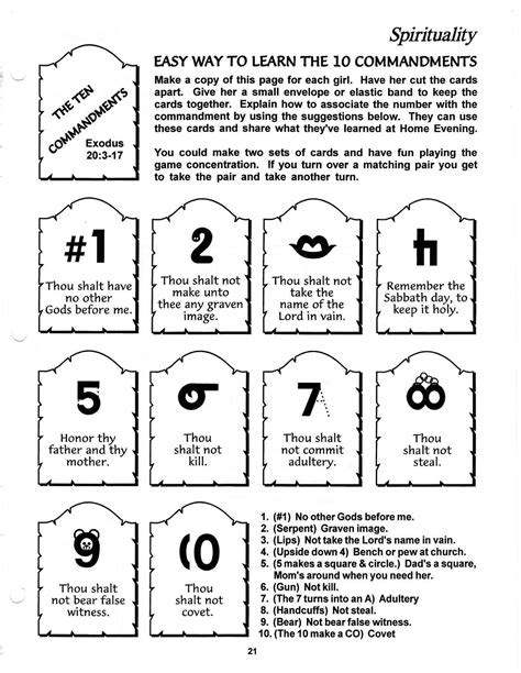 The Ten Commandments Worksheets