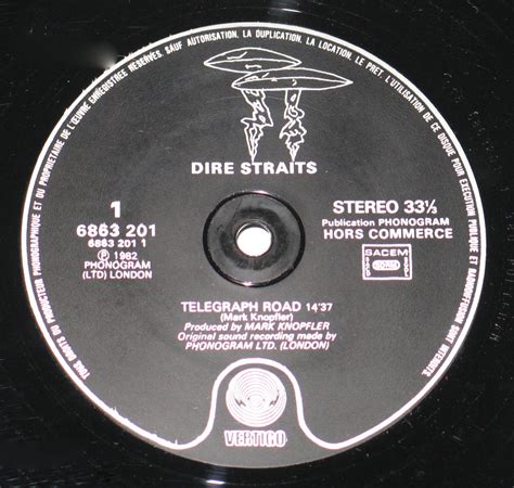 DIRE STRAITS Telegraph Road 12" Promo Vinyl Single Vinyl Album Cover ...