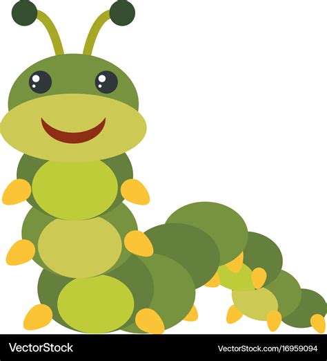 Green caterpillar with happy face Royalty Free Vector Image