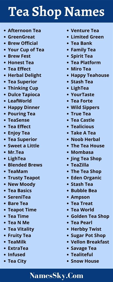 The 10+ Tea Shop Names 2022: Things To Know - Dream Cheeky