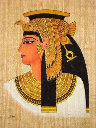 Egyptian papyrus painting: Queen Cleopatra Dramatic Black Background