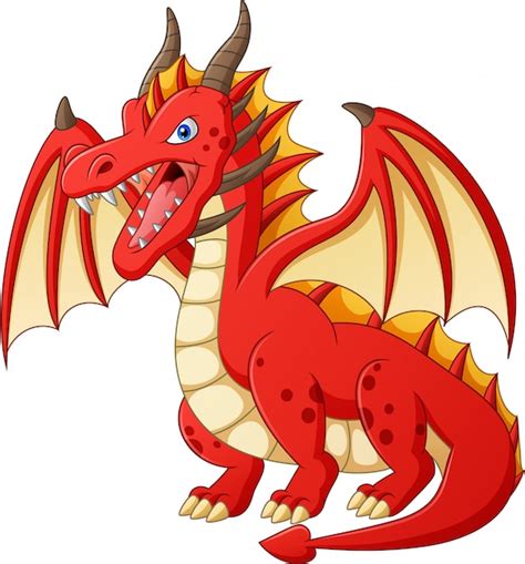 Premium Vector | Red dragon cartoon. illustration