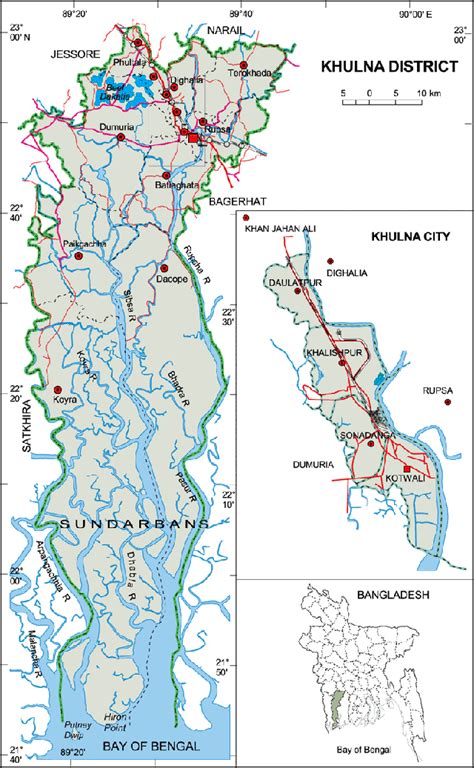 Maps of Bangladesh: Khulna District