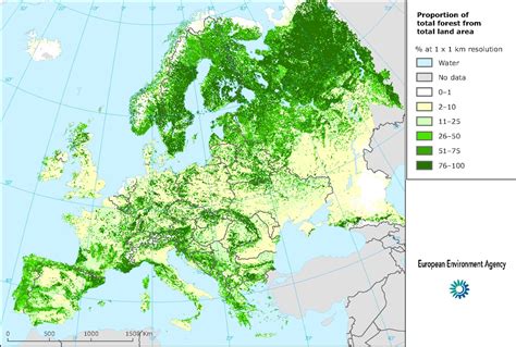 Forest cover map by European Environment Agency