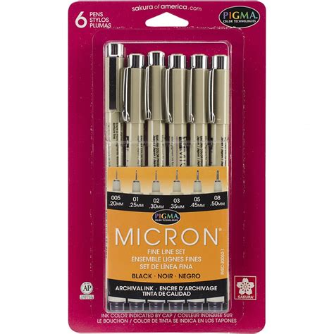 Pigma Micron Pens Assorted 6/Pkg - NOTM134032 | OfficeSupply.com