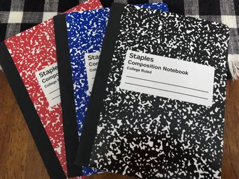 3 STAPLES COMPOSITION Notebooks, College Ruled 9-3/4x7-1/2" 1 Ea Red Blue Black $12.99 - PicClick