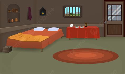 Village Room Inside Cartoon Background Vector Poor Interior Illustration, Wallpaper, Village ...