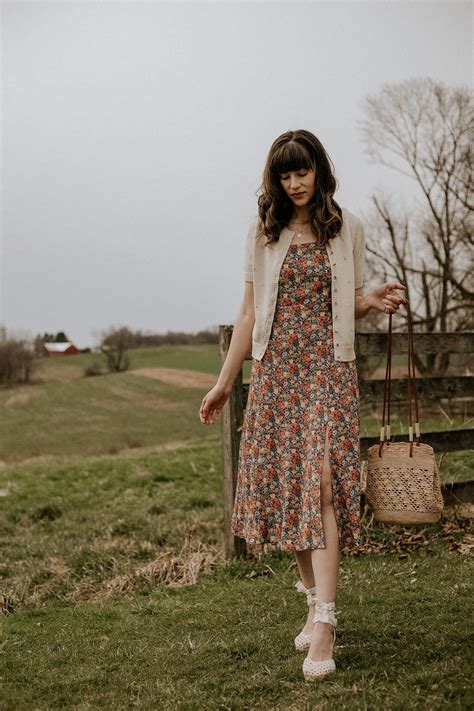 90's Inspired Floral Midi Dress Spring Outfit - Jeans and a Teacup