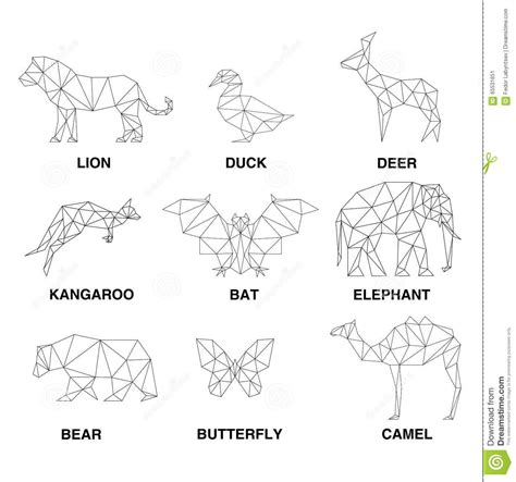 Geometric animals silhouettes. Set of polygons | Animales geometricos ...