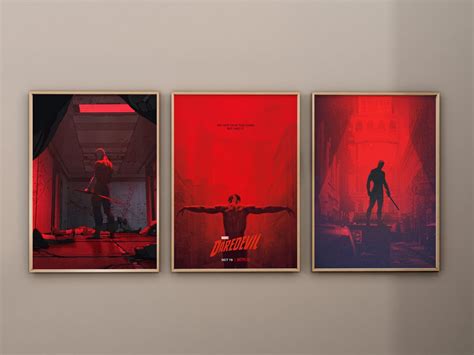 Daredevil Poster, SET of 3 Framed / Unframed Movie TV Show Wall Art ...