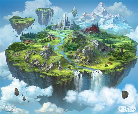 ArtStation - Storm Wars - Flying Island Map Illustration