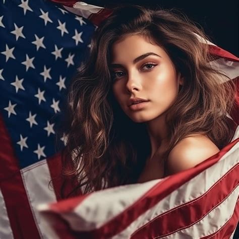 Premium AI Image | A woman holding an american flag