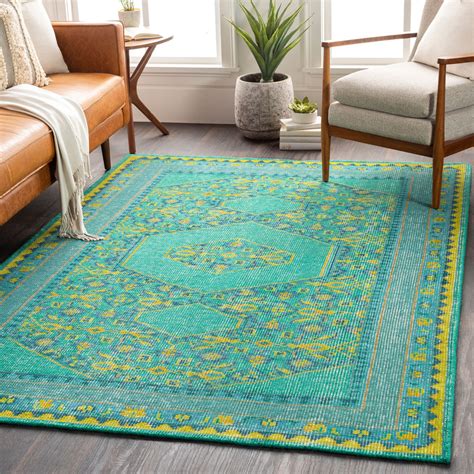 Surya Zahra ZHA-4000 Teal Southwestern Traditional Rug from the Southwestern Style Rugs ...