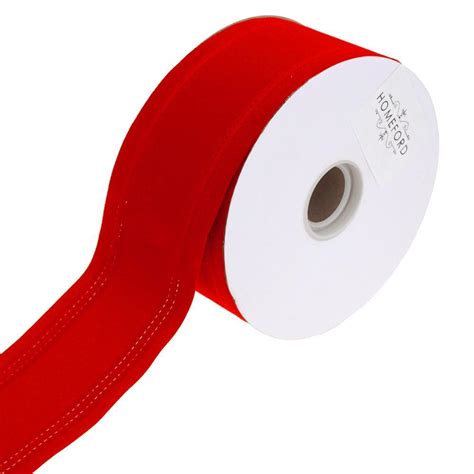 Waterproof Velvet Dual Christmas Ribbon Wired Edge, Red, 2-1/2-Inch, 2 ...