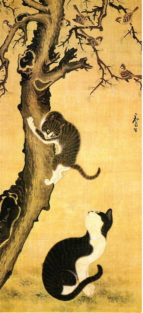 File:Korean art-Byeon Sangbyeok-Myojakdo-Painting of Cats and Sparrows ...