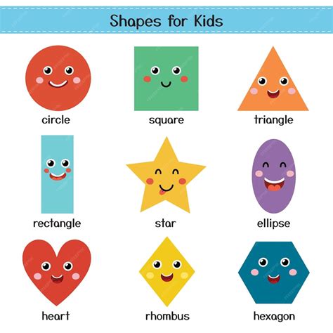 Premium Vector | Cute shapes for kids poster Learning basic geometric shapes with characters for ...