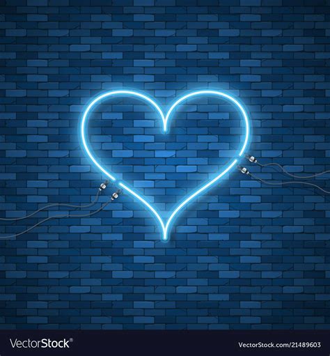 Bright heart. Neon sign. Retro blue neon heart sign on dark background ...