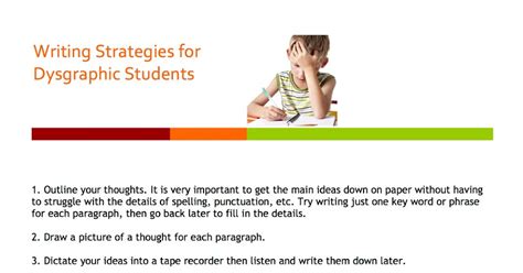 Exceptional Children Resources : Dysgraphia- Writing Strategies