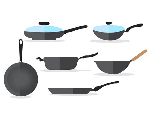 Frying Pan Vector Set Vector Art & Graphics | freevector.com