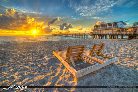 Lake Worth Beach Sunrise Couples Chair | Royal Stock Photo