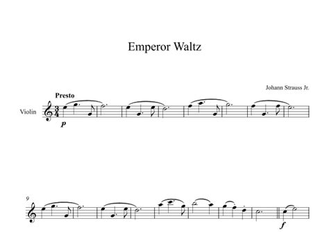 Emperor Waltz - Johann Strauss Jr. (Violin) (arr. Digital Book Music ...