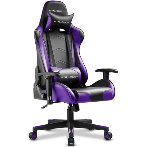 Lucklife Purple Gaming Chair Racing Office Computer Ergonomic Leather ...