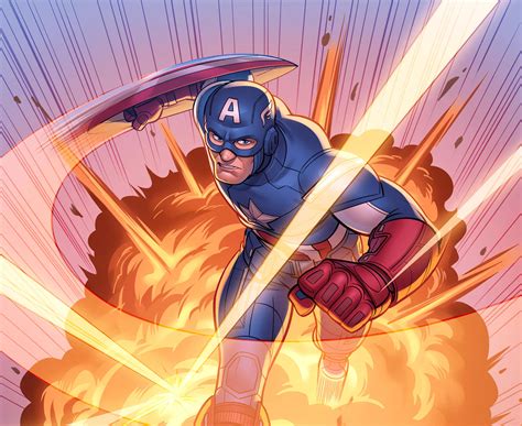 Download Marvel Comic Captain America Animated Fanart Background | Wallpapers.com
