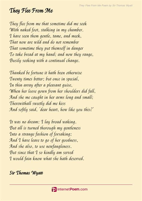 They Flee From Me Poem by Sir Thomas Wyatt