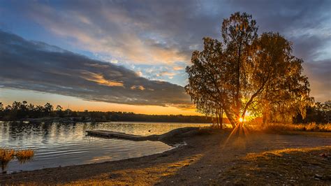 Wallpaper Sweden Nature Sunrises and sunsets Coast Rivers 2560x1440