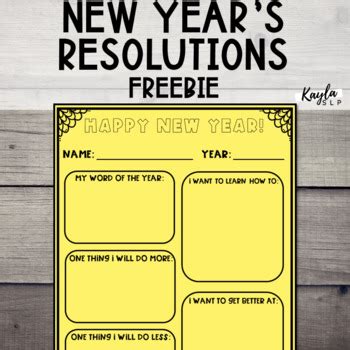 FREE New Year's Resolutions Worksheet by Kayla SLP | TPT