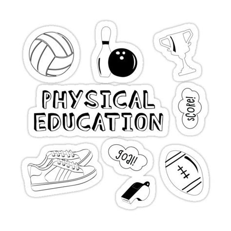 "White Physical Education School Subject Sticker Pack" Sticker for Sale by The-Goods | Mapeh ...