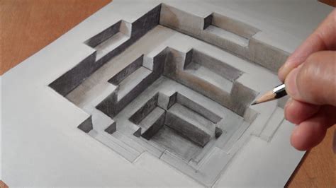 Drawing a 3D Hole, Trompe-l'oeil - YouTube