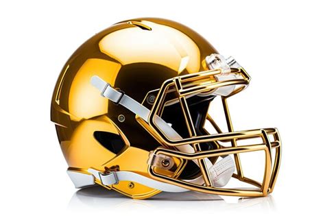 Premium AI Image | Gold football helmet isolated on white background