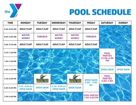 Pool Schedule – Moore County YMCA