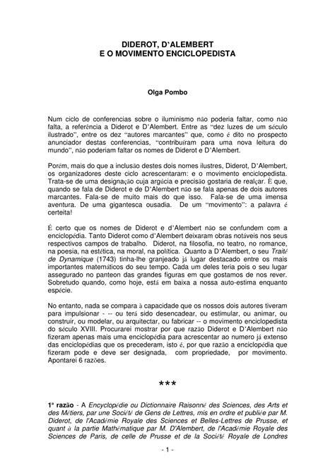 (PDF) Diderot, D'Alembert e o Movimento Enciclopedista / Diderot, D ...