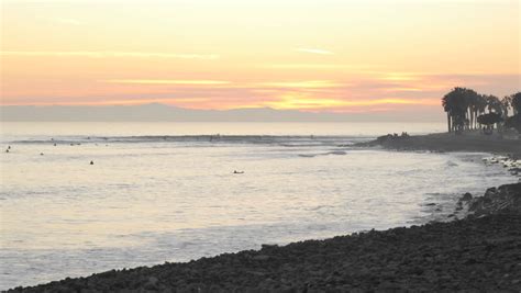 Time Lapse Of Waves And Surfers At Ventura Point At Sunset In Ventura ...