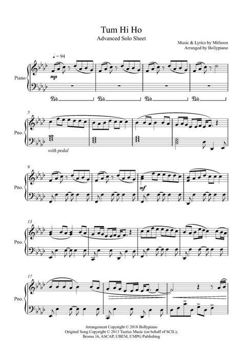 Tum Hi Ho Advanced Piano Notes | Mithoon | Piano Solo Sheet Music PDF