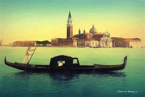 Digital Color Pencil Drawing of a Gondola Near the San Giorgio Maggiore in Venice : Charles W ...