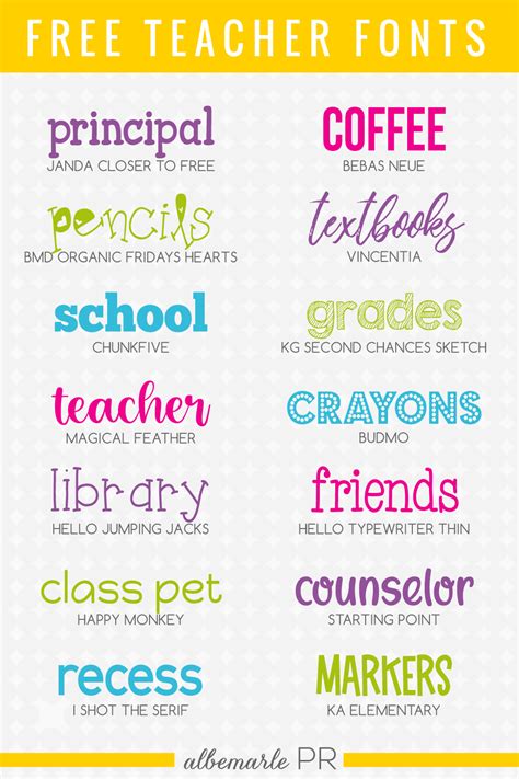 14 Free Teacher Fonts - Albemarle PR