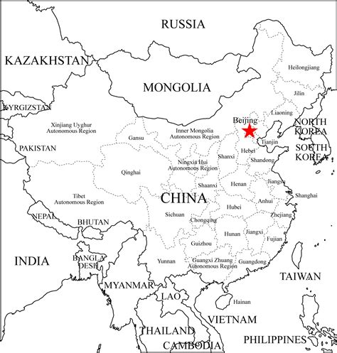 China Outline Map With Labels - Mapsof.Net