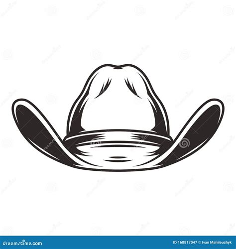 Cowboy Hat Front View Template Stock Vector - Illustration of vector ...