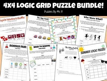 4x4 Logic Grid Puzzle Bundle! by Wayward Teachings | TPT