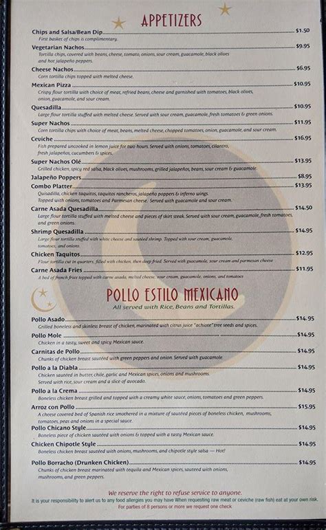 Menu at Luna Mexican Cuisine restaurant, Medford