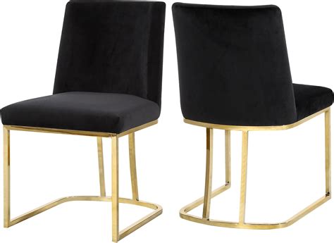 Heidi Black Velvet Dining Chair, Set of 2-Color:Black Velvet,Finish ...