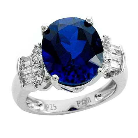 Sterling Silver Lab Created Sapphire & Lab Created White Sapphire Ring