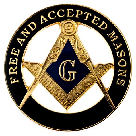 F&AM Square & Compass Round Masonic Auto Emblem - [Black & G