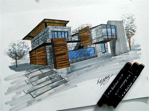 Marker's drawing Architecture Drawing, Architecture Design, Rendering Techniques, Drawing ...