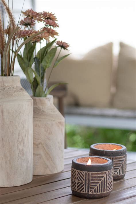 6-ounce Aztec-Inspired Carved Citronella Candle, 3-Pack | Patio Essentials