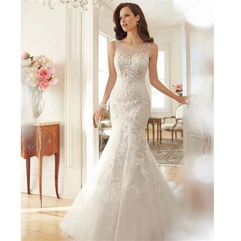 Romantic Simple Mermaid Slim Wedding Dress Body Shape Dress For Wedding Quality Promise Wedding ...